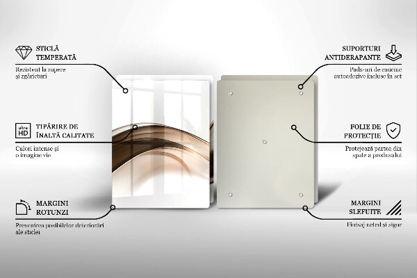 Tagliere in vetro temperato Linee marroni astratte