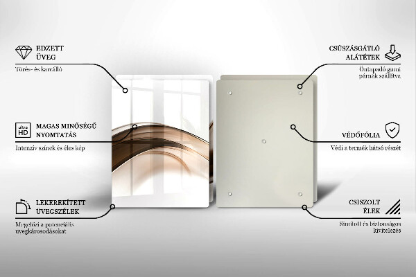 Tagliere in vetro temperato Linee marroni astratte