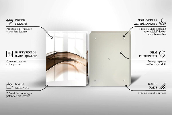 Tagliere in vetro temperato Linee marroni astratte