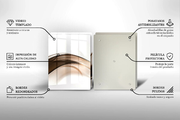 Tagliere in vetro temperato Linee marroni astratte