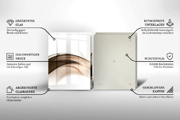 Tagliere in vetro temperato Linee marroni astratte