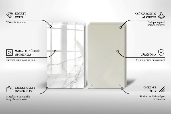 Tagliere in vetro temperato Sfondo di pietra di marmo