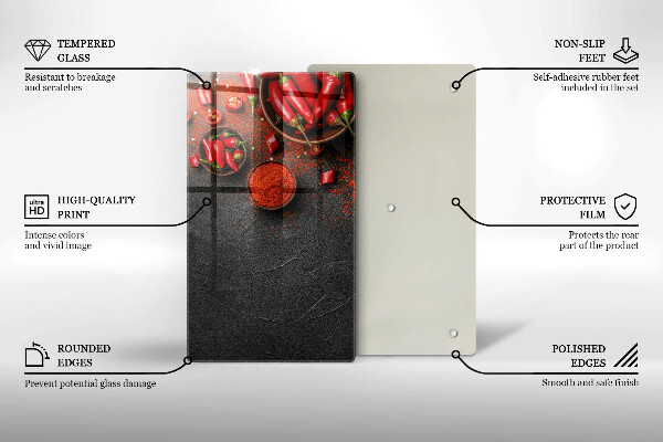 Tagliere in vetro Peperoncini rossi