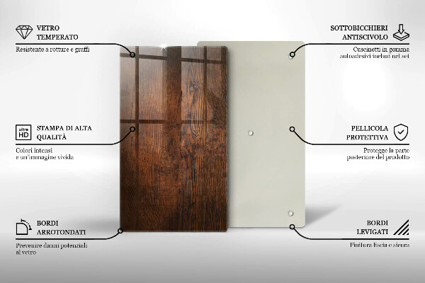 Tagliere in vetro Tavola in legno scuro