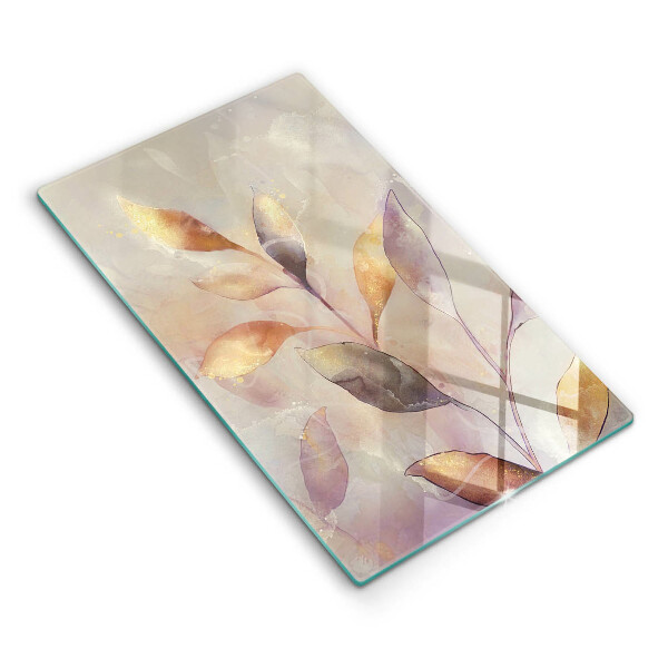Tagliere in vetro Foglie boho dipinte