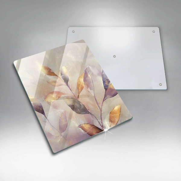 Tagliere in vetro Foglie boho dipinte