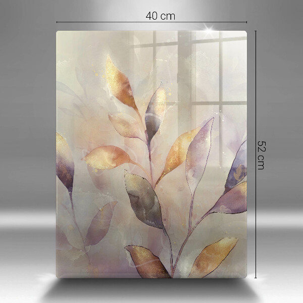 Tagliere in vetro Foglie boho dipinte