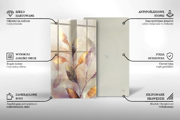 Tagliere in vetro Foglie boho dipinte