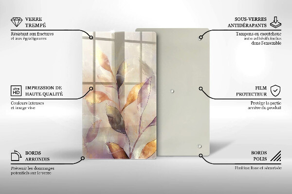 Tagliere in vetro Foglie boho dipinte