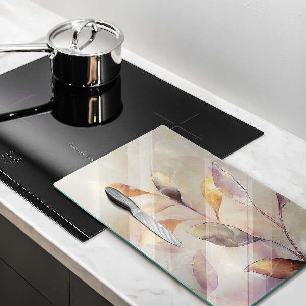 Tagliere in vetro Foglie boho dipinte