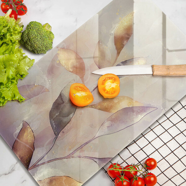 Tagliere in vetro Foglie boho dipinte