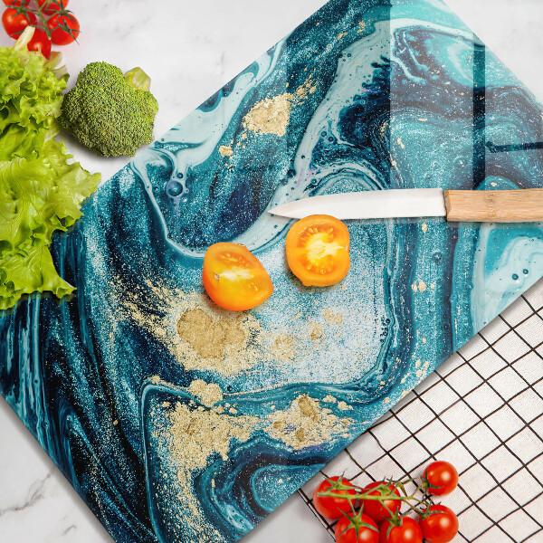 Tagliere in vetro Astrazione dell'oro blu