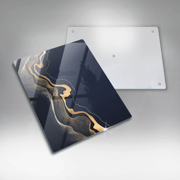 Tagliere in vetro Linee dorate astratte