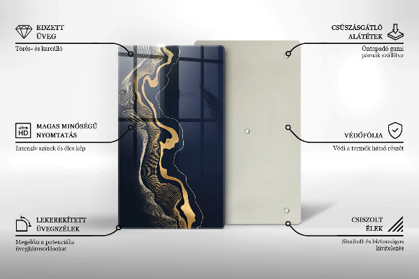 Tagliere in vetro Linee dorate astratte