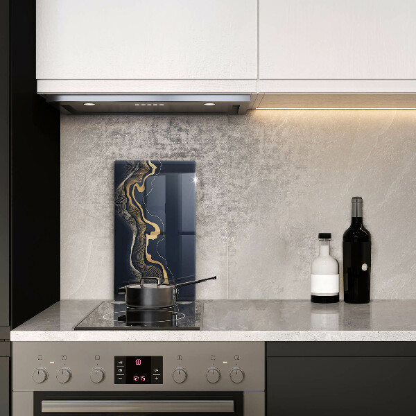 Tagliere in vetro Linee dorate astratte