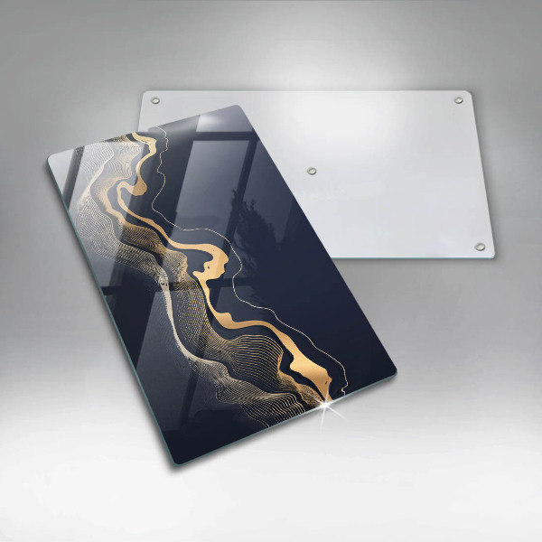 Tagliere in vetro Linee dorate astratte