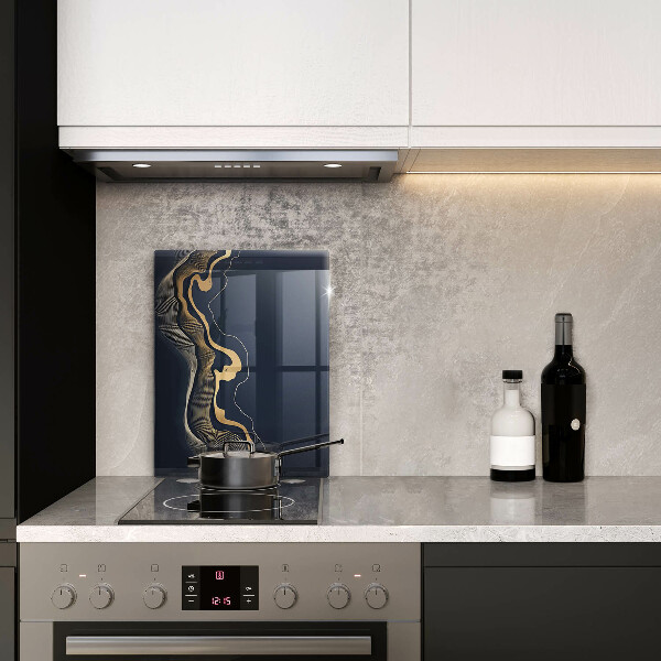 Tagliere in vetro Linee dorate astratte