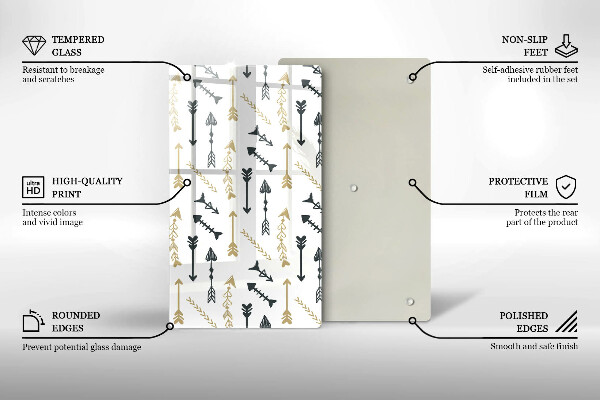 Tagliere in vetro Modello di frecce Boho