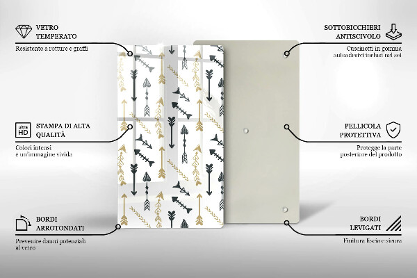 Tagliere in vetro Modello di frecce Boho