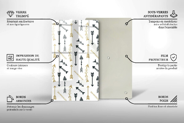 Tagliere in vetro Modello di frecce Boho