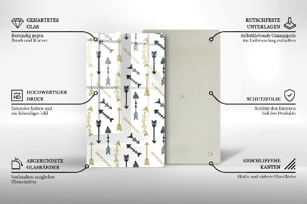 Tagliere in vetro Modello di frecce Boho