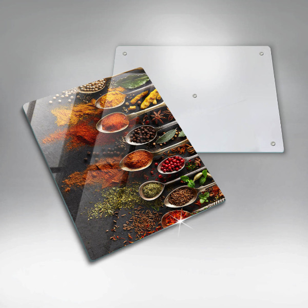 Tagliere in vetro Cucchiai con spezie