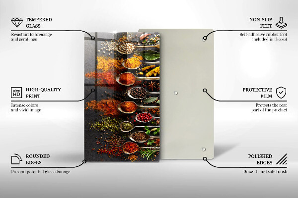Tagliere in vetro Cucchiai con spezie