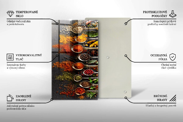 Tagliere in vetro Cucchiai con spezie