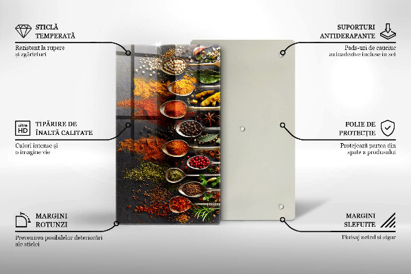Tagliere in vetro Cucchiai con spezie