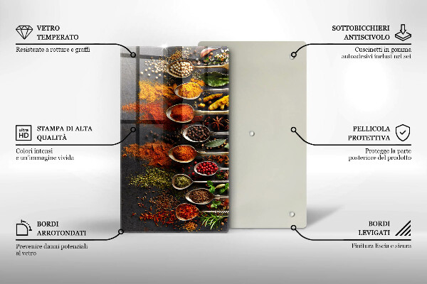 Tagliere in vetro Cucchiai con spezie
