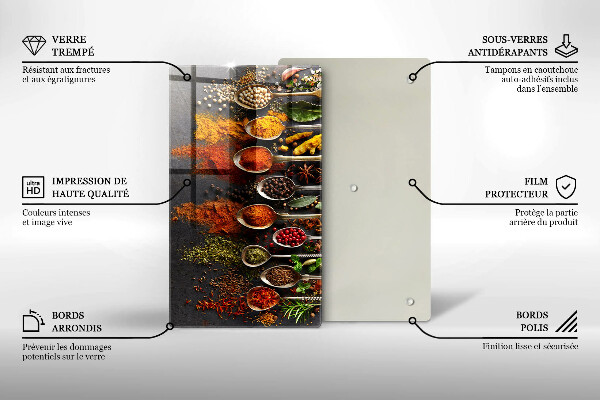 Tagliere in vetro Cucchiai con spezie