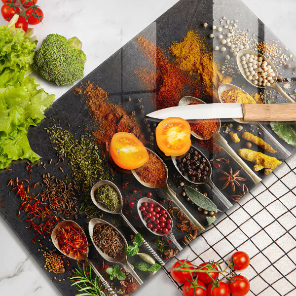 Tagliere in vetro Cucchiai con spezie