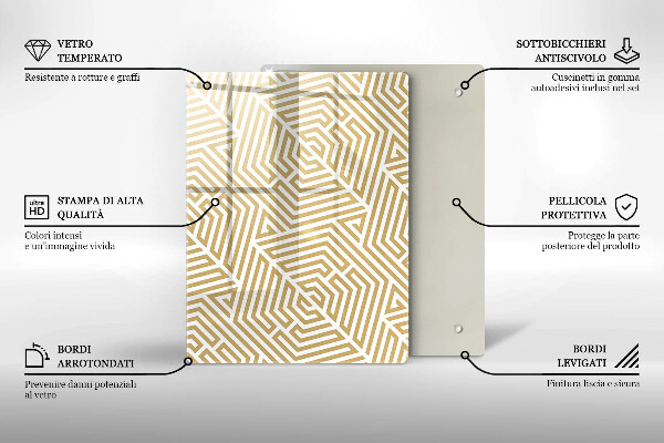 Tagliere in vetro Astrazione dorata