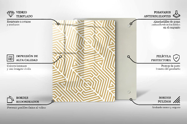 Tagliere in vetro Astrazione dorata