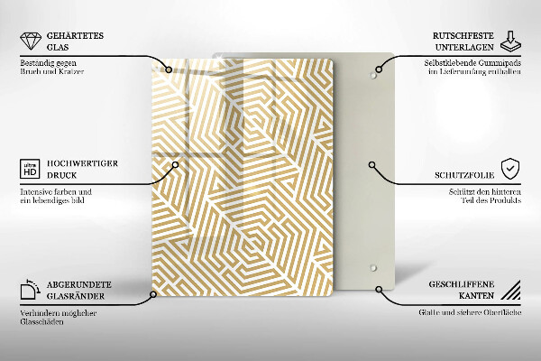 Tagliere in vetro Astrazione dorata