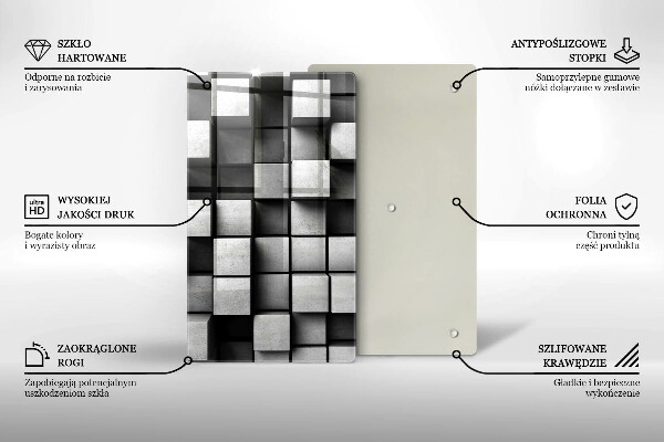 Tagliere in vetro Quadrati astratti 3D