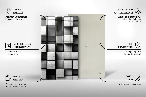 Tagliere in vetro Quadrati astratti 3D