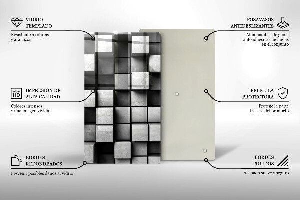 Tagliere in vetro Quadrati astratti 3D
