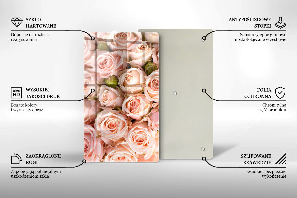 Tagliere in vetro Bouquet di rose delicate