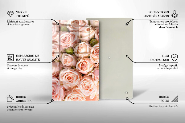 Tagliere in vetro Bouquet di rose delicate