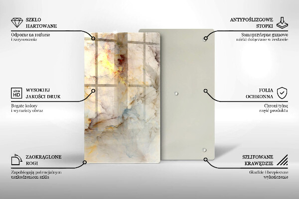 Tagliere in vetro Struttura in marmo con oro
