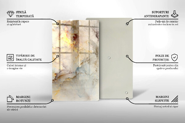 Tagliere in vetro Struttura in marmo con oro