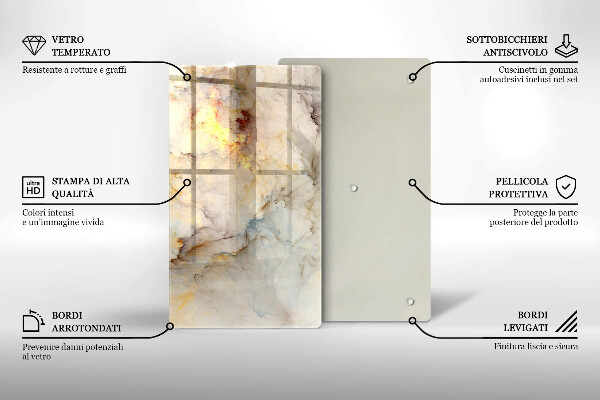 Tagliere in vetro Struttura in marmo con oro