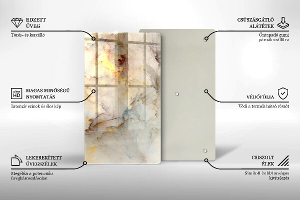 Tagliere in vetro Struttura in marmo con oro