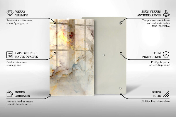 Tagliere in vetro Struttura in marmo con oro