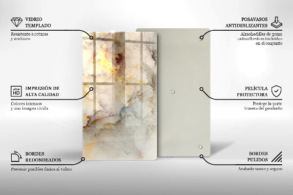 Tagliere in vetro Struttura in marmo con oro