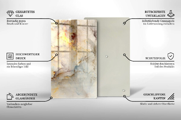 Tagliere in vetro Struttura in marmo con oro