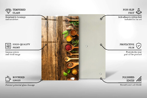 Tagliere in vetro Cucchiai di spezie in legno