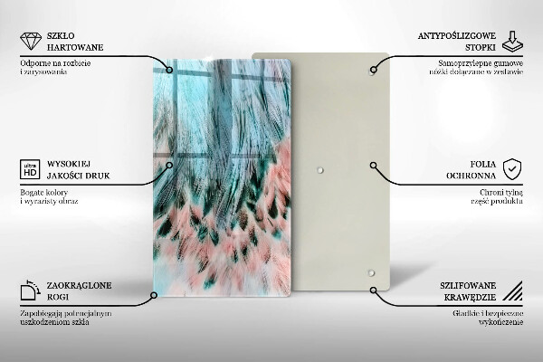 Tagliere in vetro Piume di uccelli boho