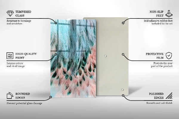 Tagliere in vetro Piume di uccelli boho